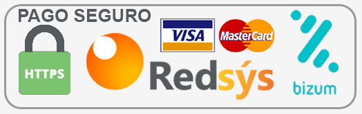 Pago seguro con tarjeta de crédito o débito o Bizum a través de RedSys