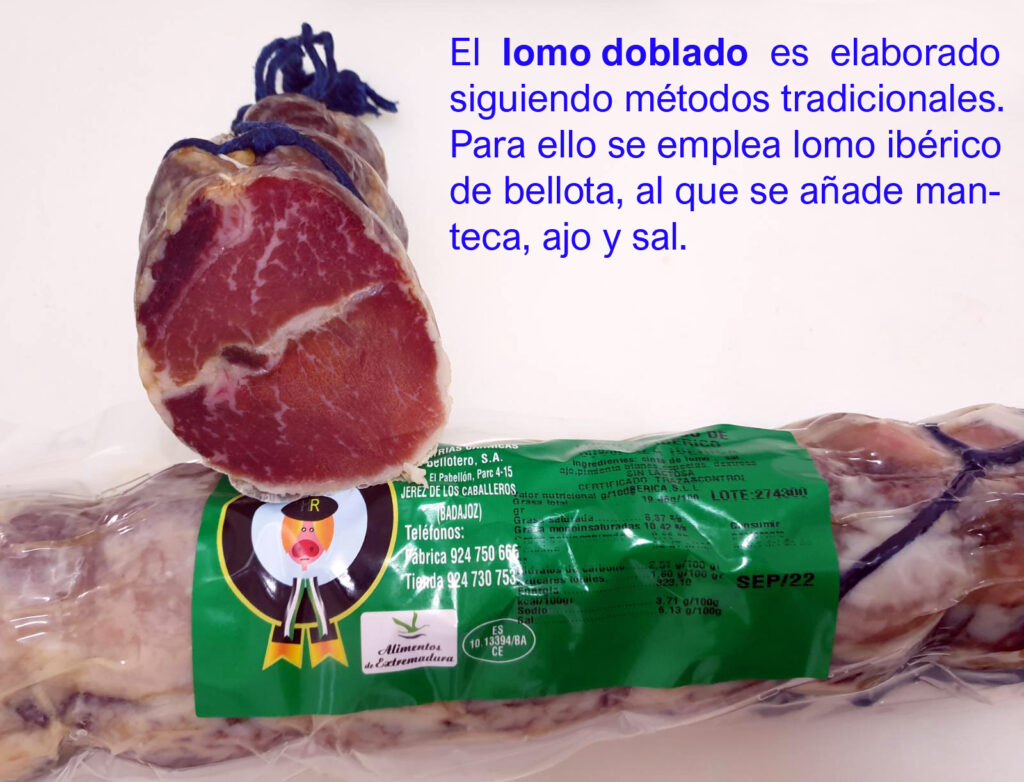 Lomo ibérico doblado de Industrias Cárnicas El Bellotero.