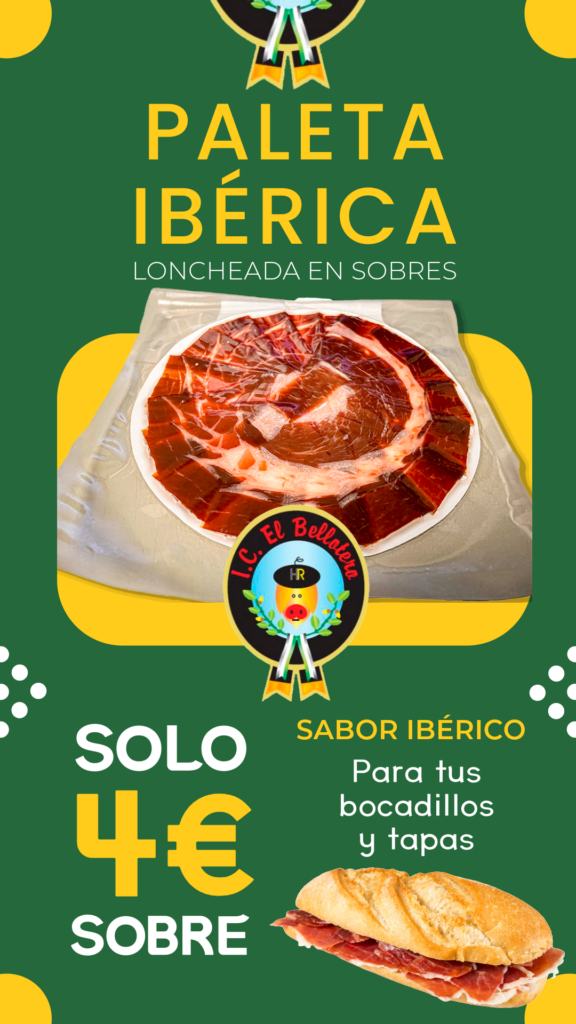 Oferta de sobres de paleta ibérica loncheada por 4 euros.